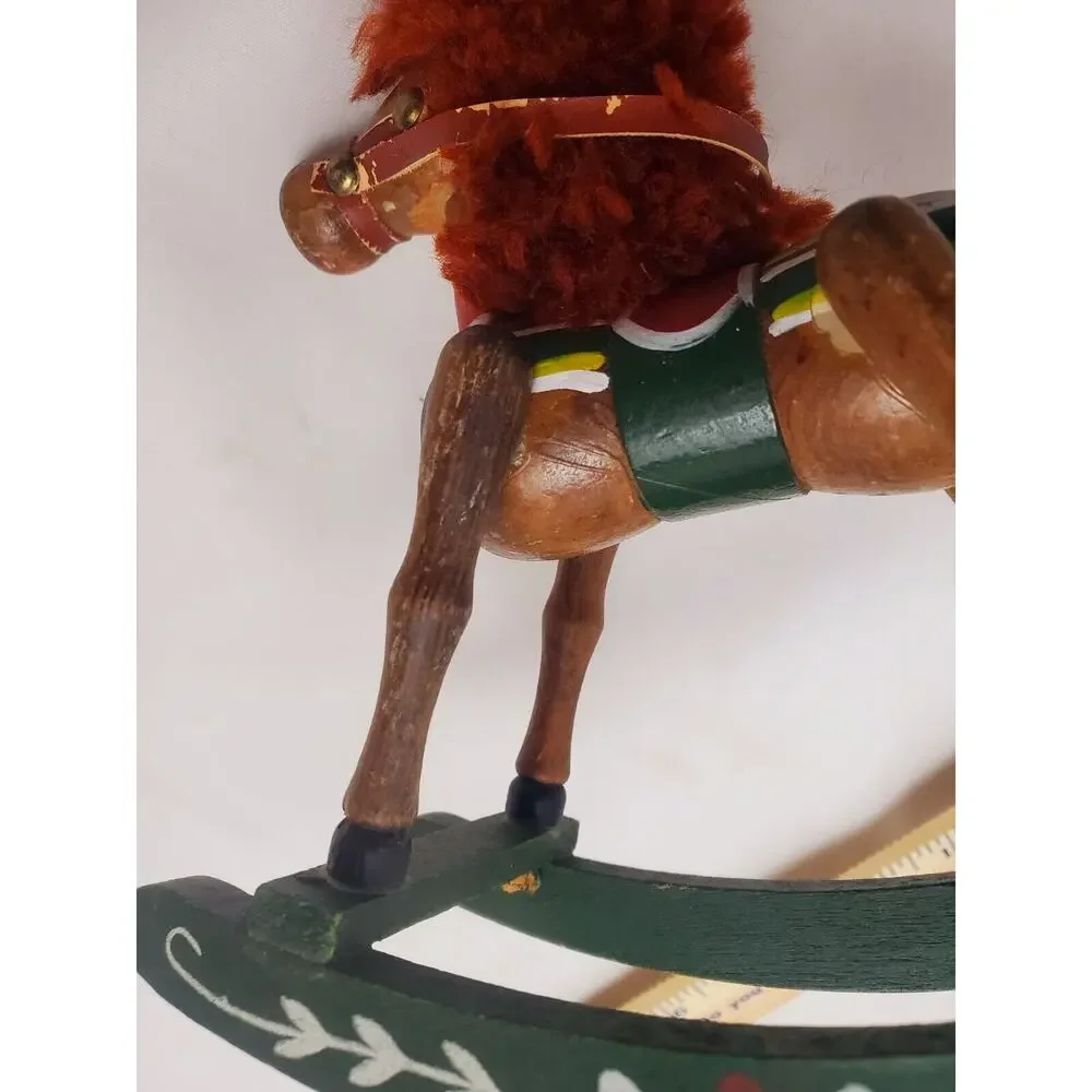 Vintage Kurt Adler Wooden Rocking Horse Christmas Decoration Ornament Wood Toy